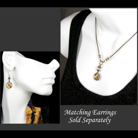 Swarovski Crystal Golden Champagne Necklace - Antique Style - Picture 5 of 5